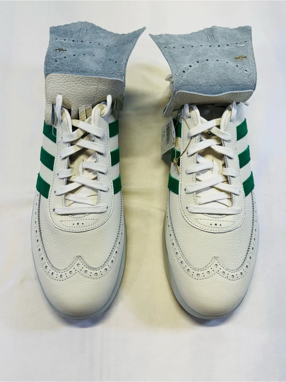 adidas White & Green Leather Golf Sneakers